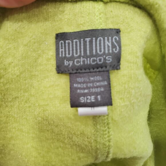 Additions by Chico's Jacket Womens Large Green Wool Open Front Cardigan Blazer - Picture 3 of 6